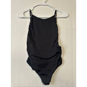 Fella Black One Piece Swimsuit XS Open Back Minimalist Italian Fabric Swimwear